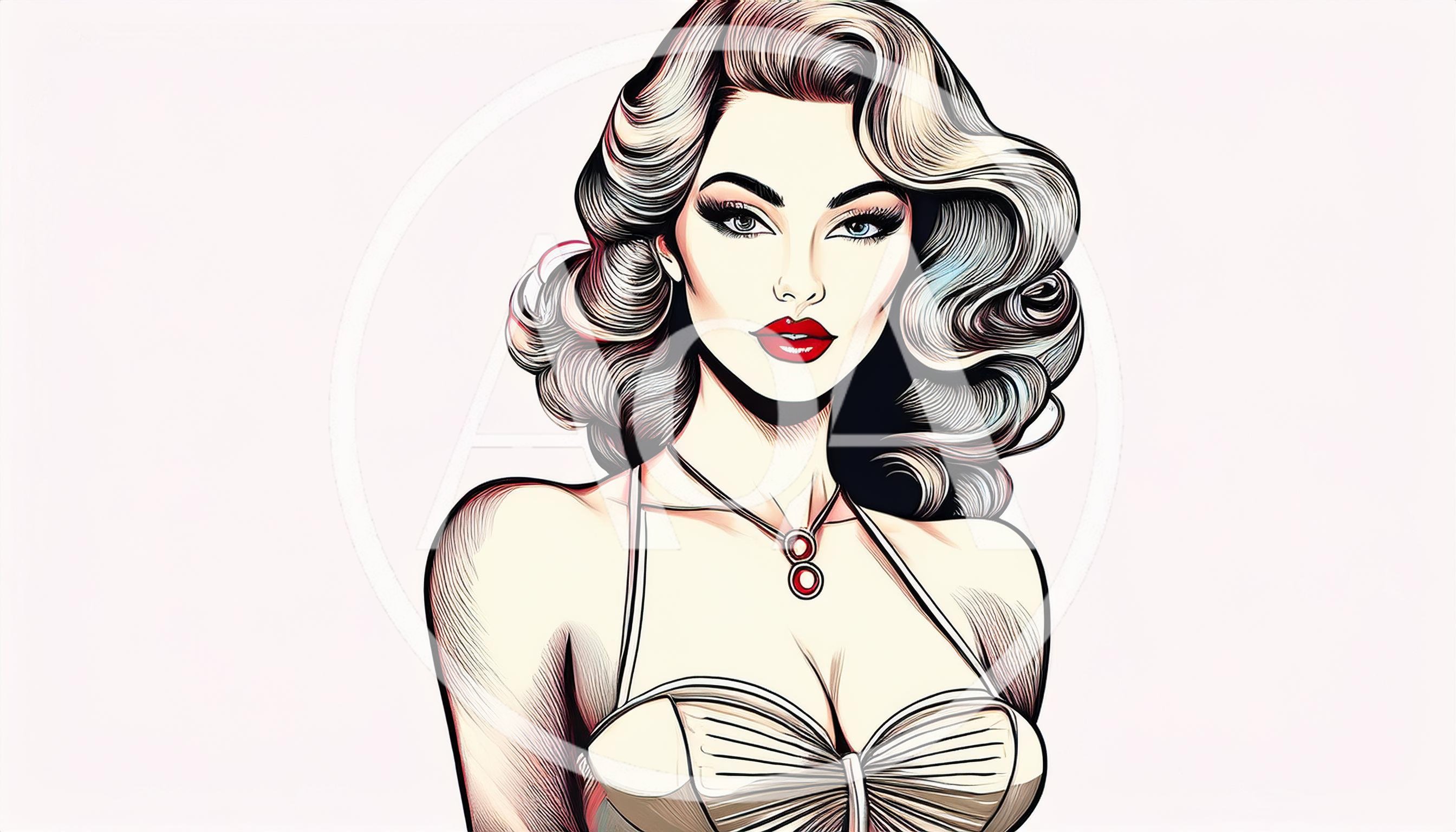 Vintage Pinup Style Illustration Of A Glamorous Woman