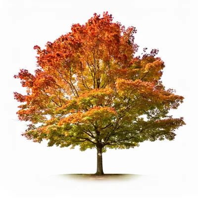 Autumn Maple Tree Isolated On White Background