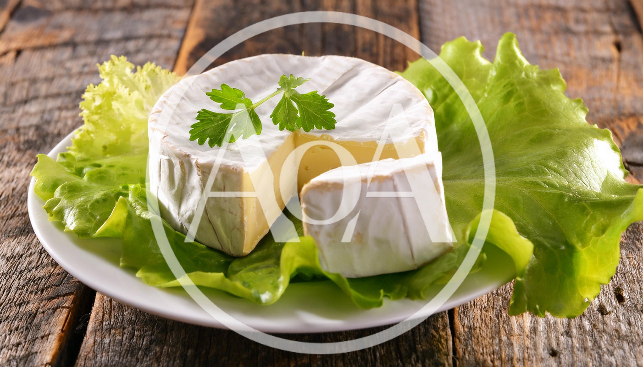 Wheel Of Brie Cheese On A Bed Of Lettuce