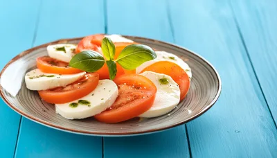 Caprese Salad With Fresh Mozzarella And Tomato Slices