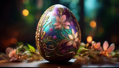 Ornate Decorative Easter Egg With Floral Filigree