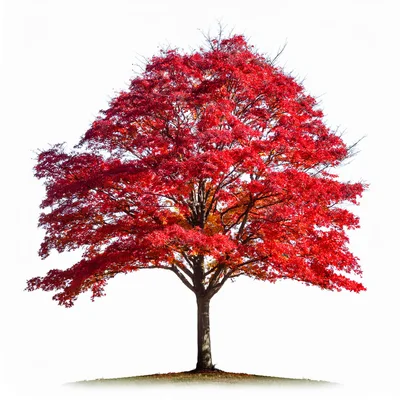 Vibrant Red Japanese Maple Tree Isolated On White
