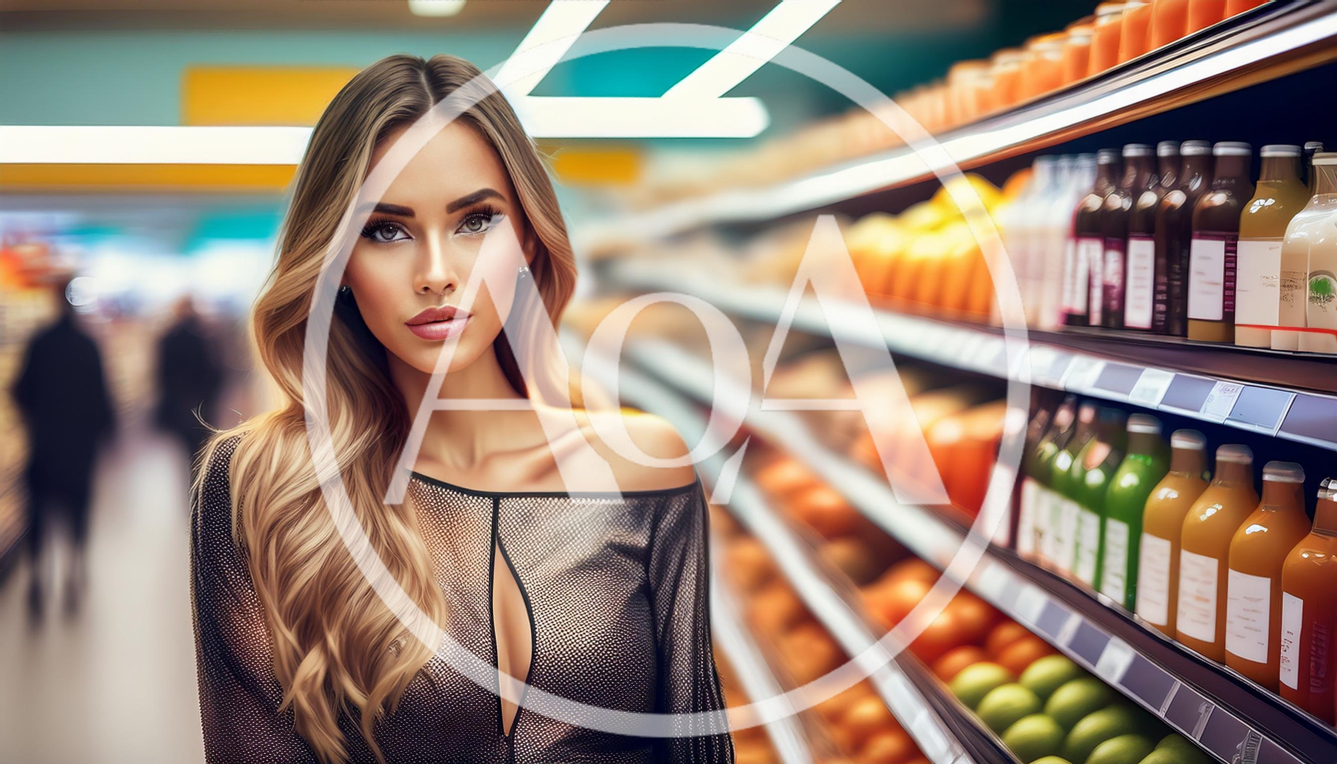 Beautiful Woman Shopping for Juice in a Grocery Store