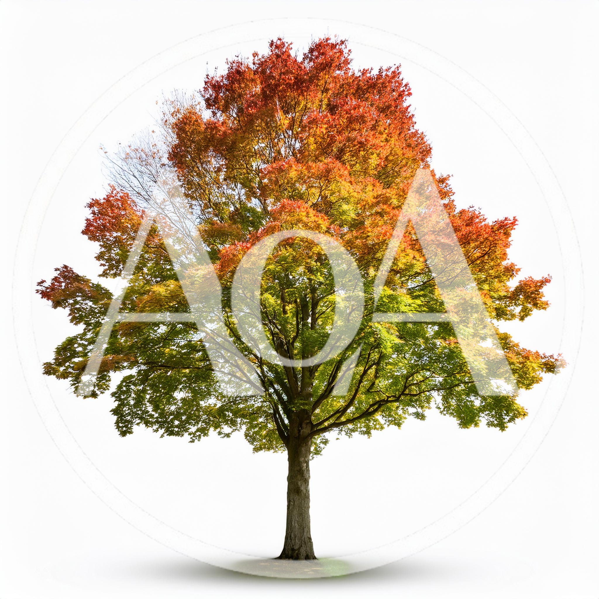 Autumn Maple Tree Isolated On White Background