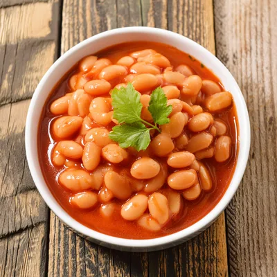 Bowl Of Baked Beans In Tomato Sauce