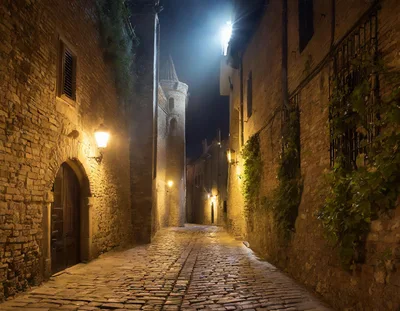 Narrow Cobblestone Street In A Medieval Italian Village