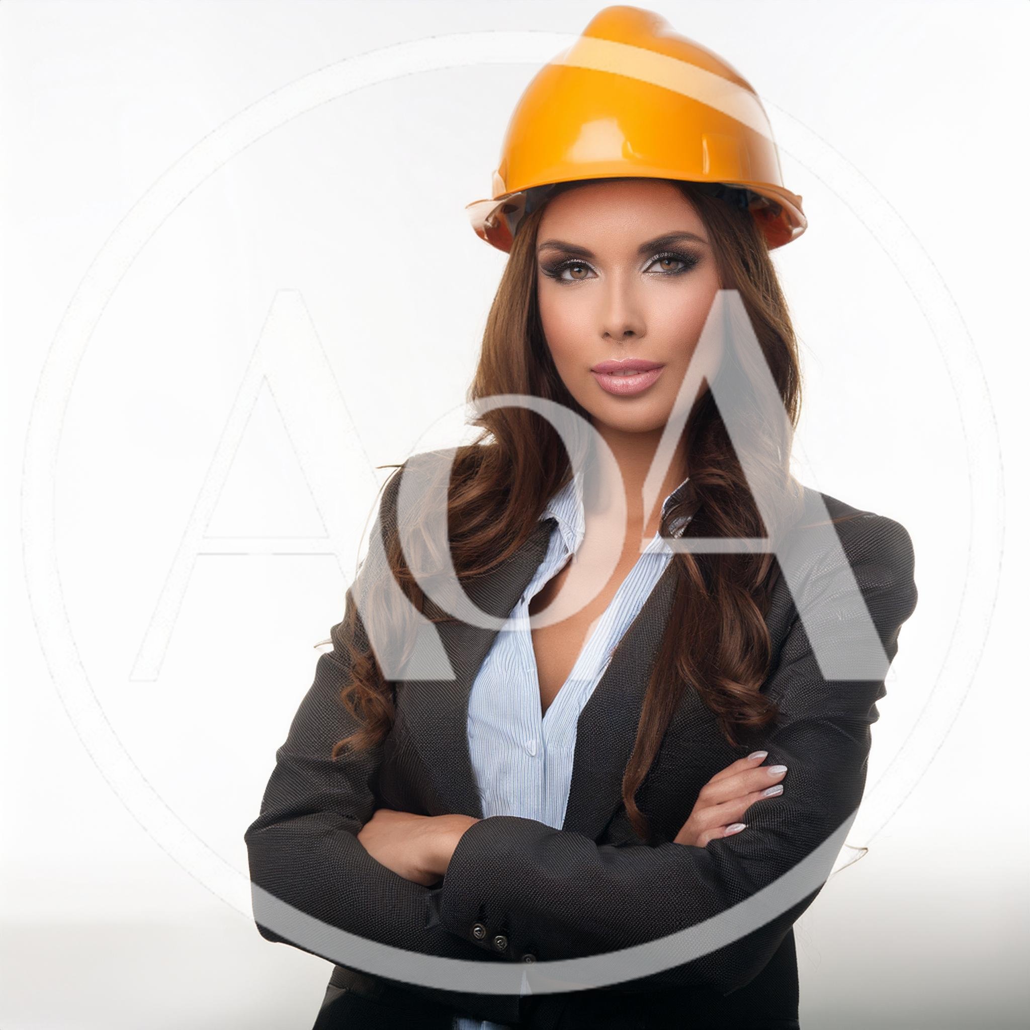 Professional Female Engineer Wearing A Hard Hat