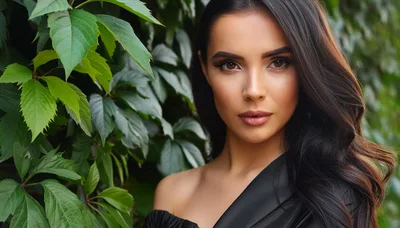 Portrait Of A Beautiful Woman With Long Dark Hair
