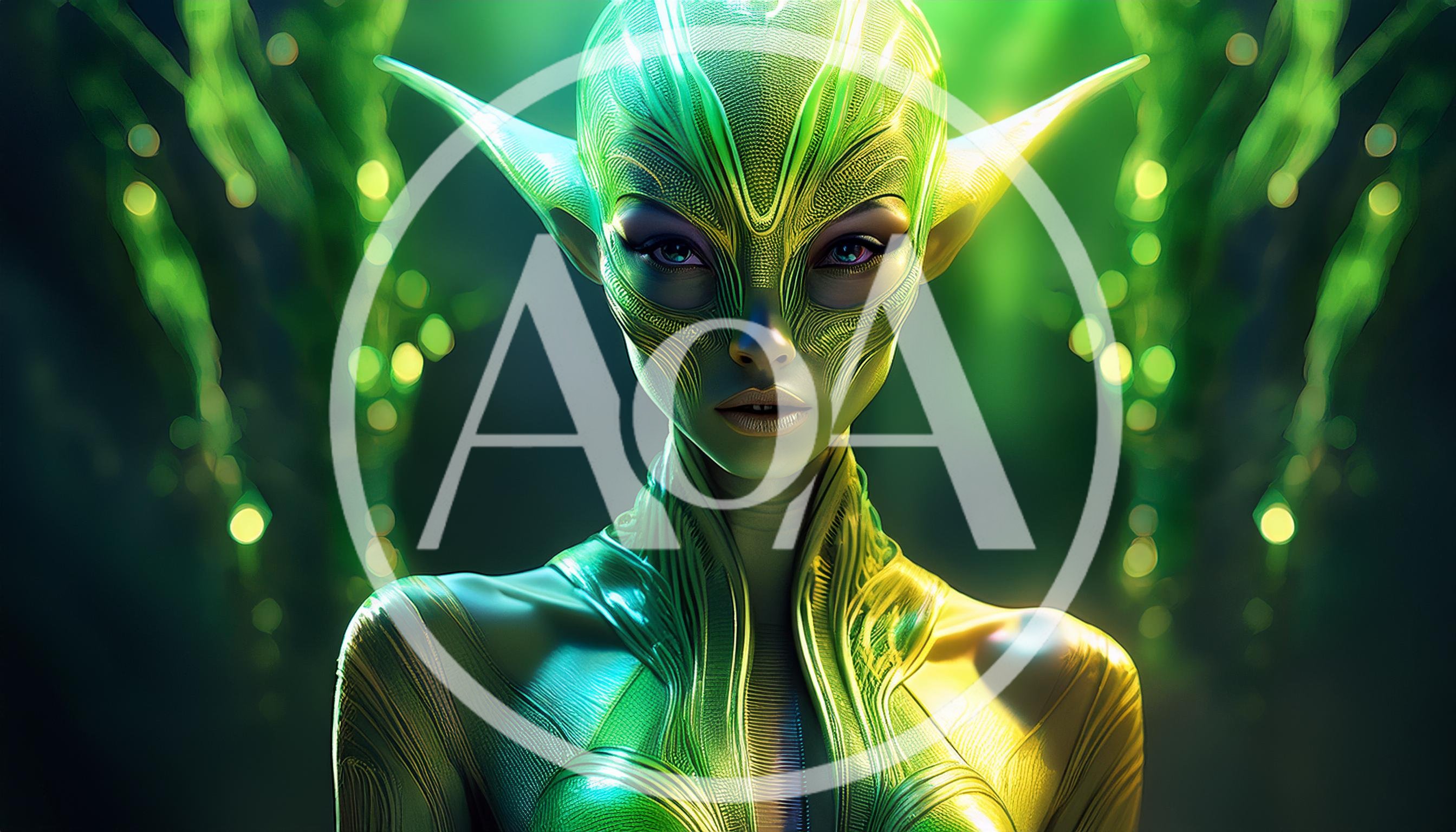 Futuristic Alien Being With Intricate Bioluminescent Skin Patterns