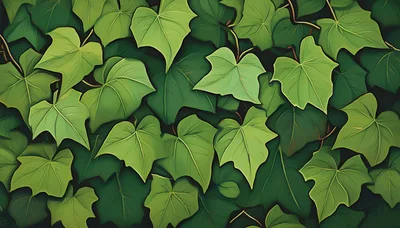 Lush Green Ivy Leaves Pattern Background