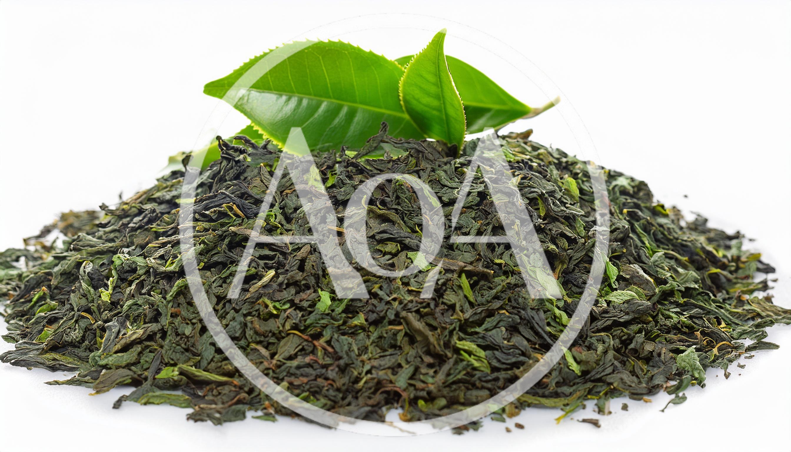 Dried Green Tea Leaves With Fresh Leaves