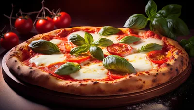 Fresh Margherita Pizza With Basil And Tomatoes
