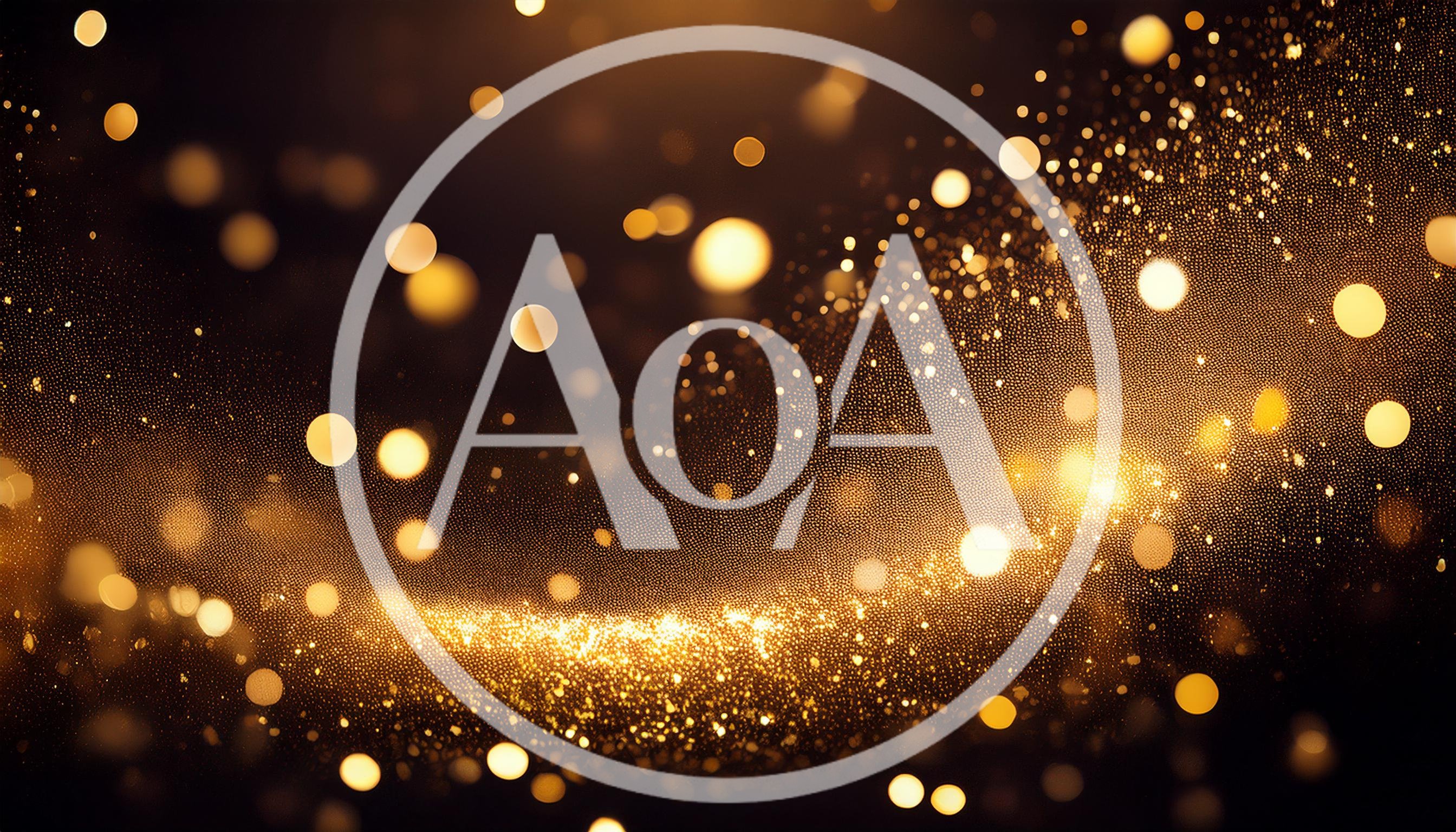 Abstract Golden Glitter Particles With Bokeh Light Effects