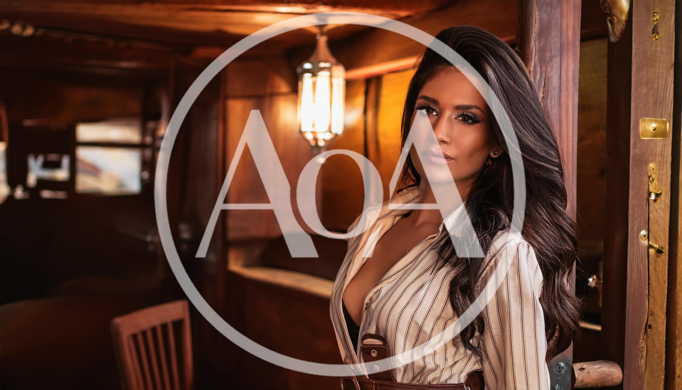 Portrait Of A Beautiful Woman In A Rustic Interior