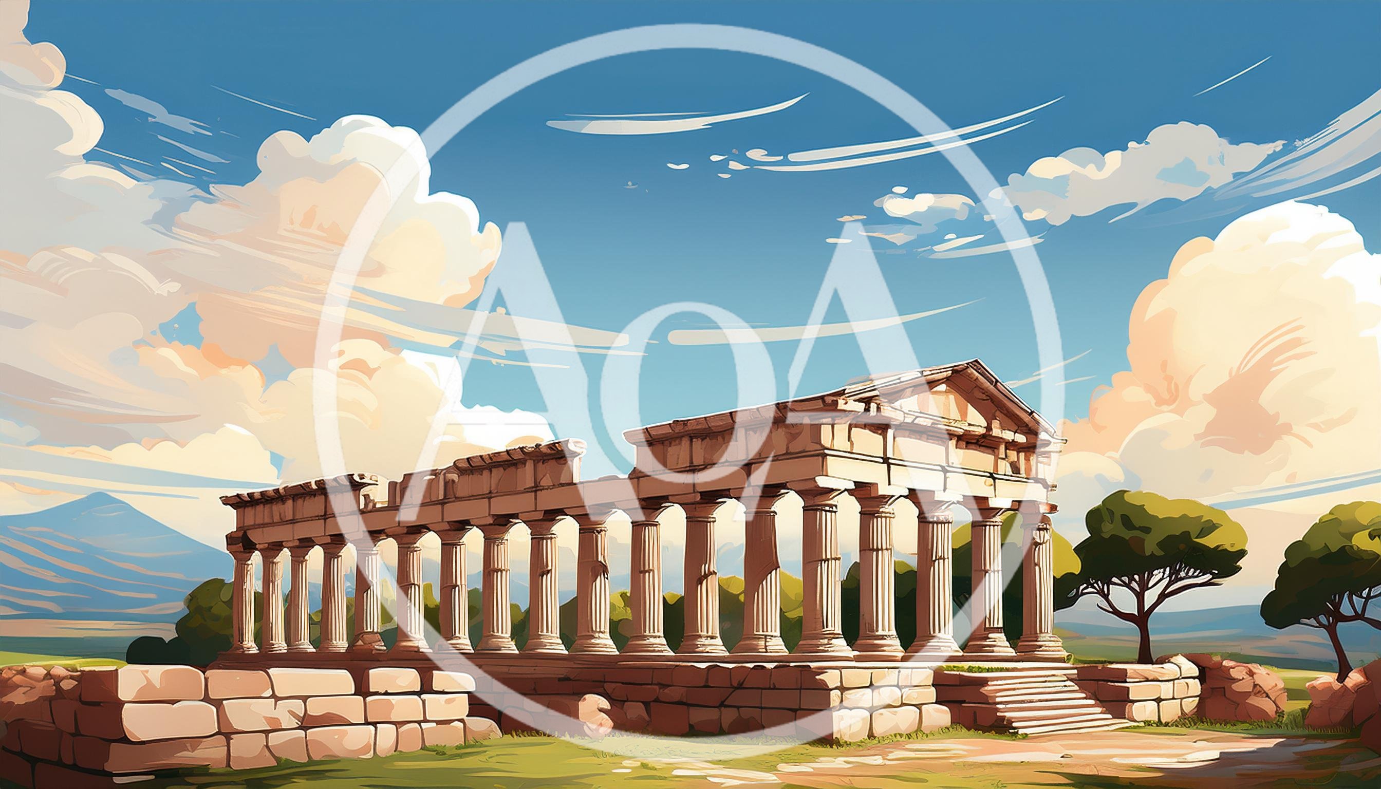 Ancient Greek Temple Ruins Under A Sunny Sky