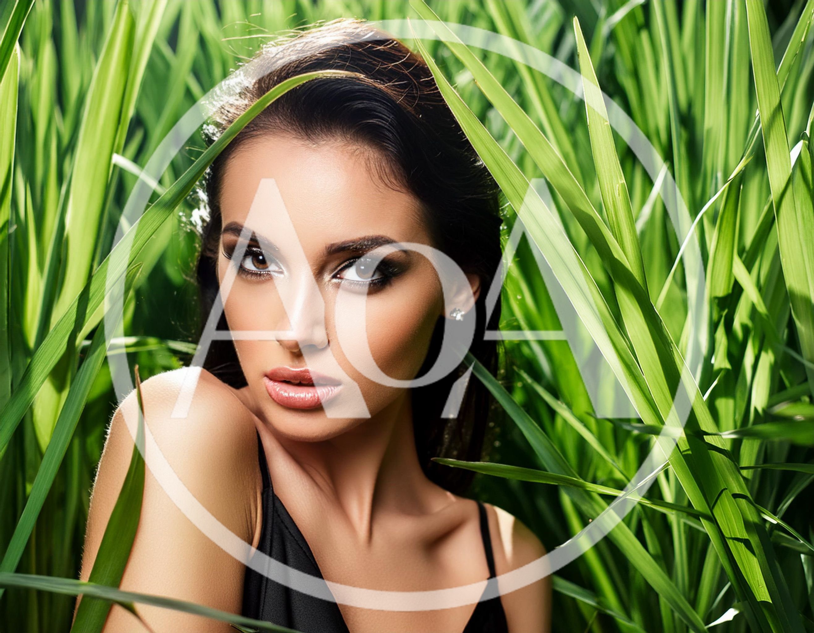 Portrait of a Beautiful Woman in Tall Green Grass