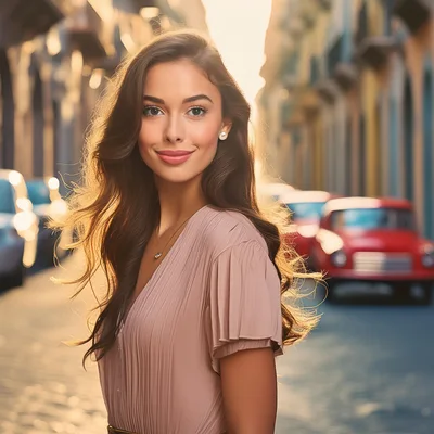 Portrait Of A Beautiful Woman In A City Street