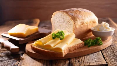 Fresh Bread Slices With Cheese And Parsley