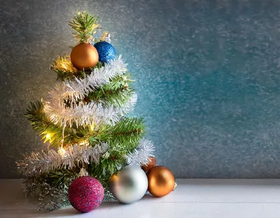 Small Decorated Christmas Tree With Ornaments