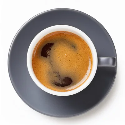 Top Down View Of Espresso In A Grey Cup