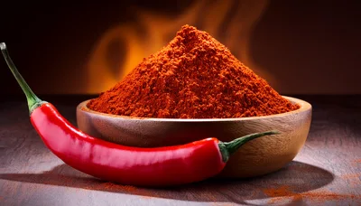 Red Chili Pepper And Bowl Of Chili Powder