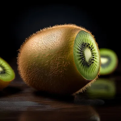 Fresh Sliced Kiwi Fruit On Dark Wooden Surface