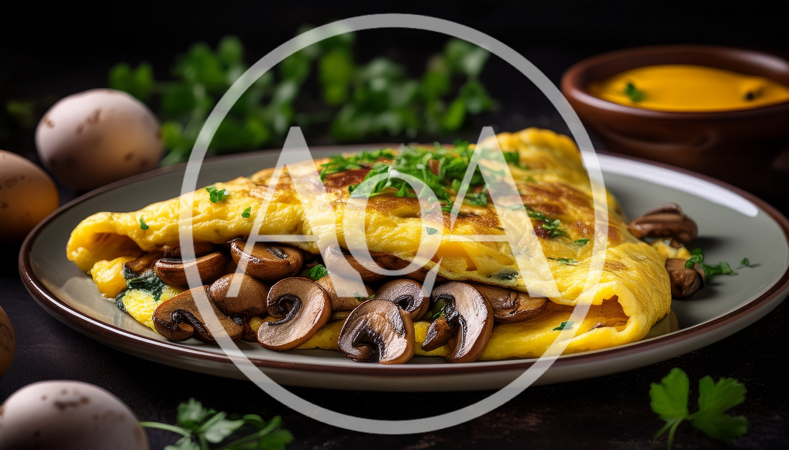Mushroom Omelet Served on a Plate