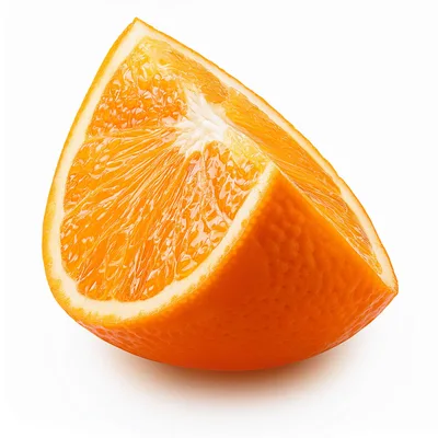 Fresh Juicy Orange Fruit Wedge Isolated On White