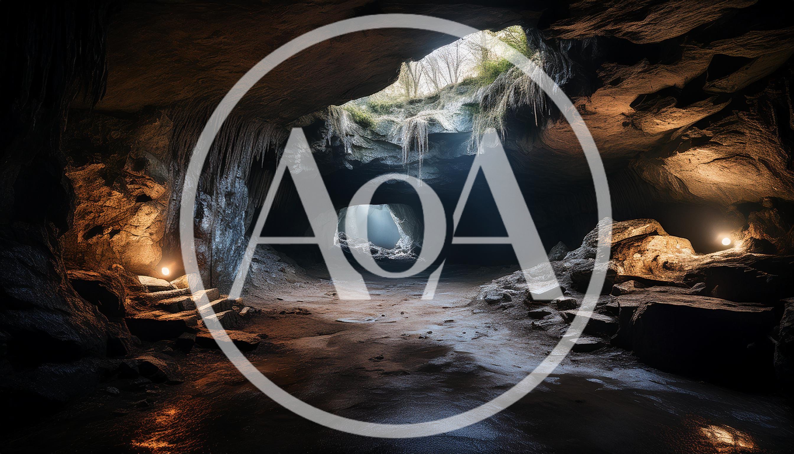 Illuminated Underground Cave Entrance With Natural Light