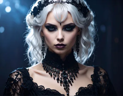 Portrait of a Gothic Woman with White Hair