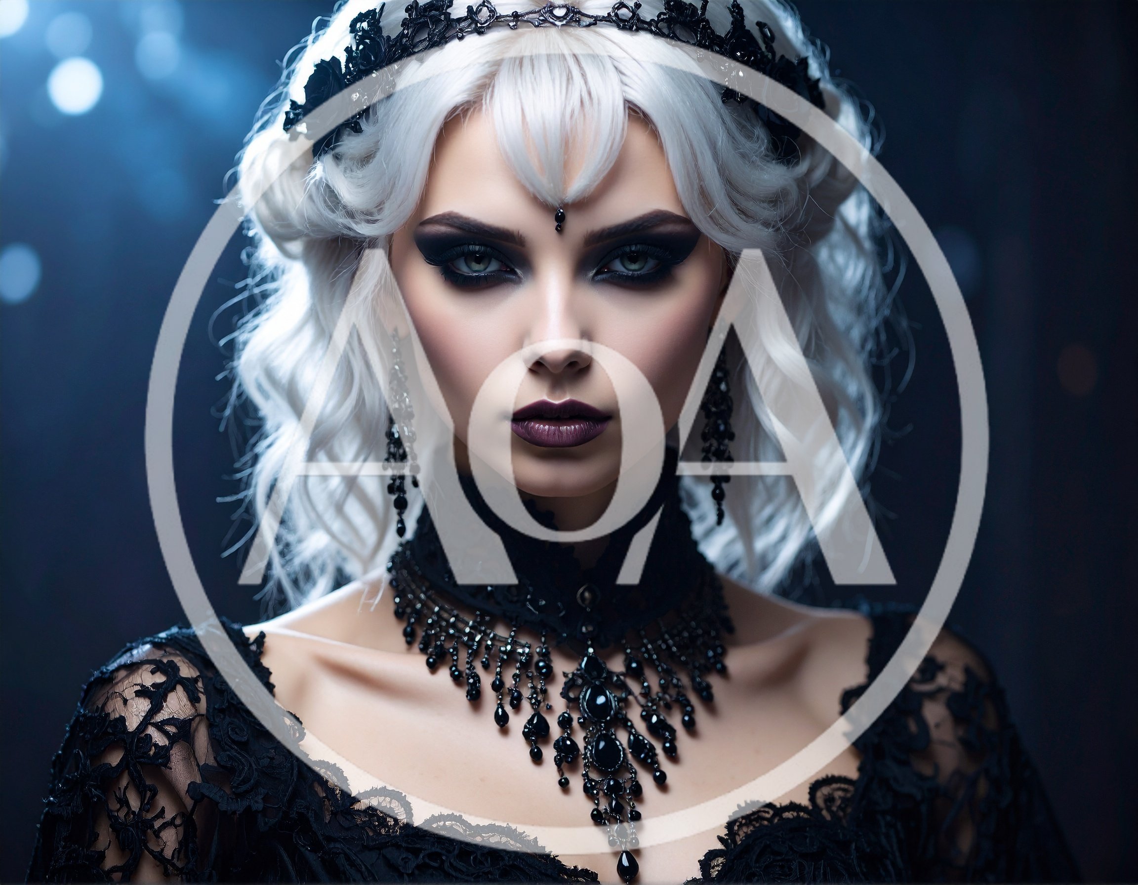Portrait of a Gothic Woman with White Hair