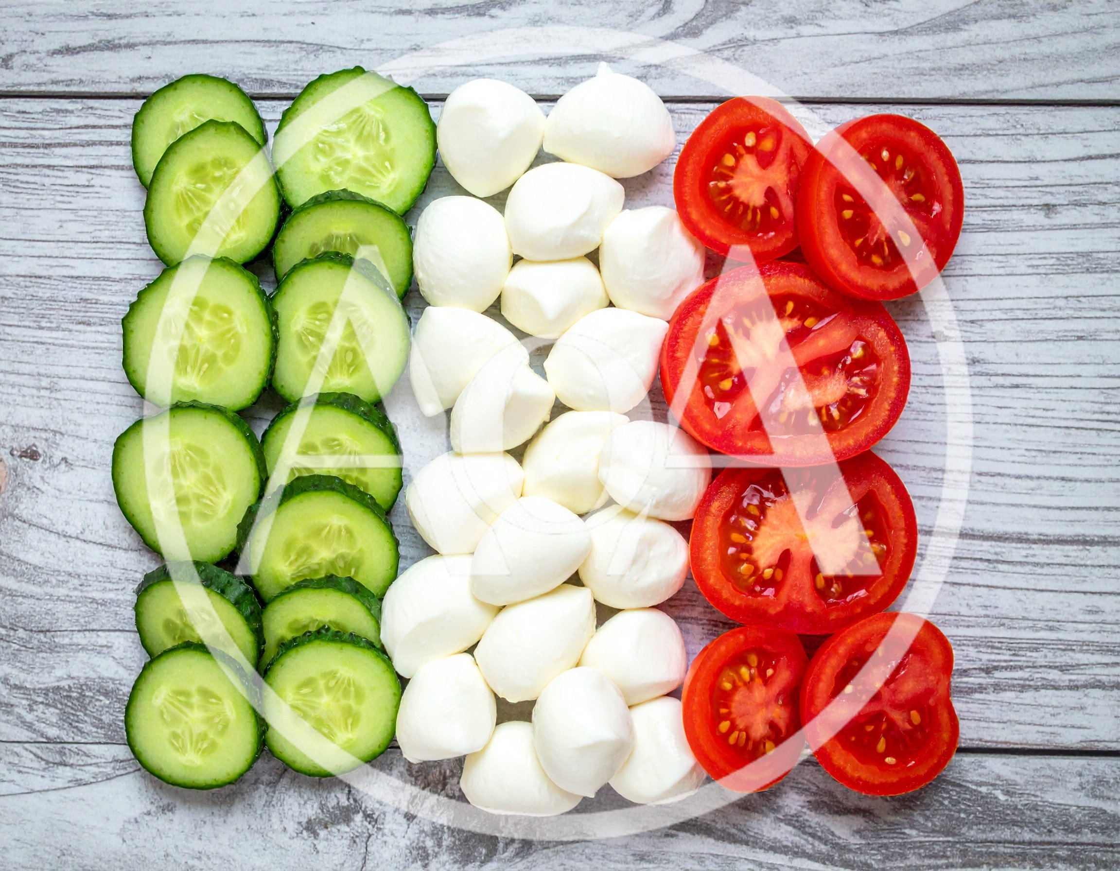 Italian Flag Made From Fresh Cucumber Mozzarella And Tomatoes