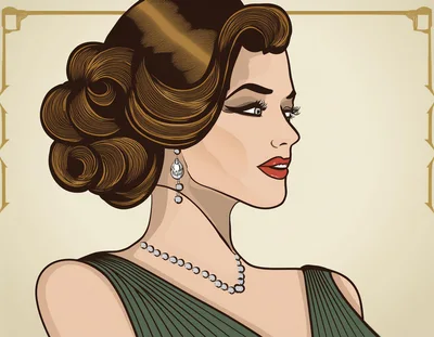Vintage Art Deco Style Portrait Of An Elegant Woman