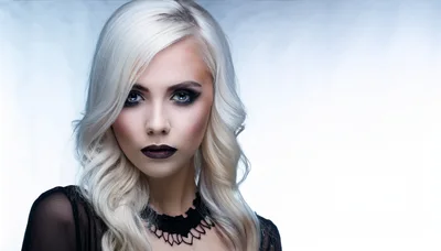 Portrait Of A Young Woman With Platinum Blonde Hair