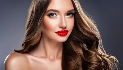 Portrait Of A Beautiful Woman With Long Wavy Hair