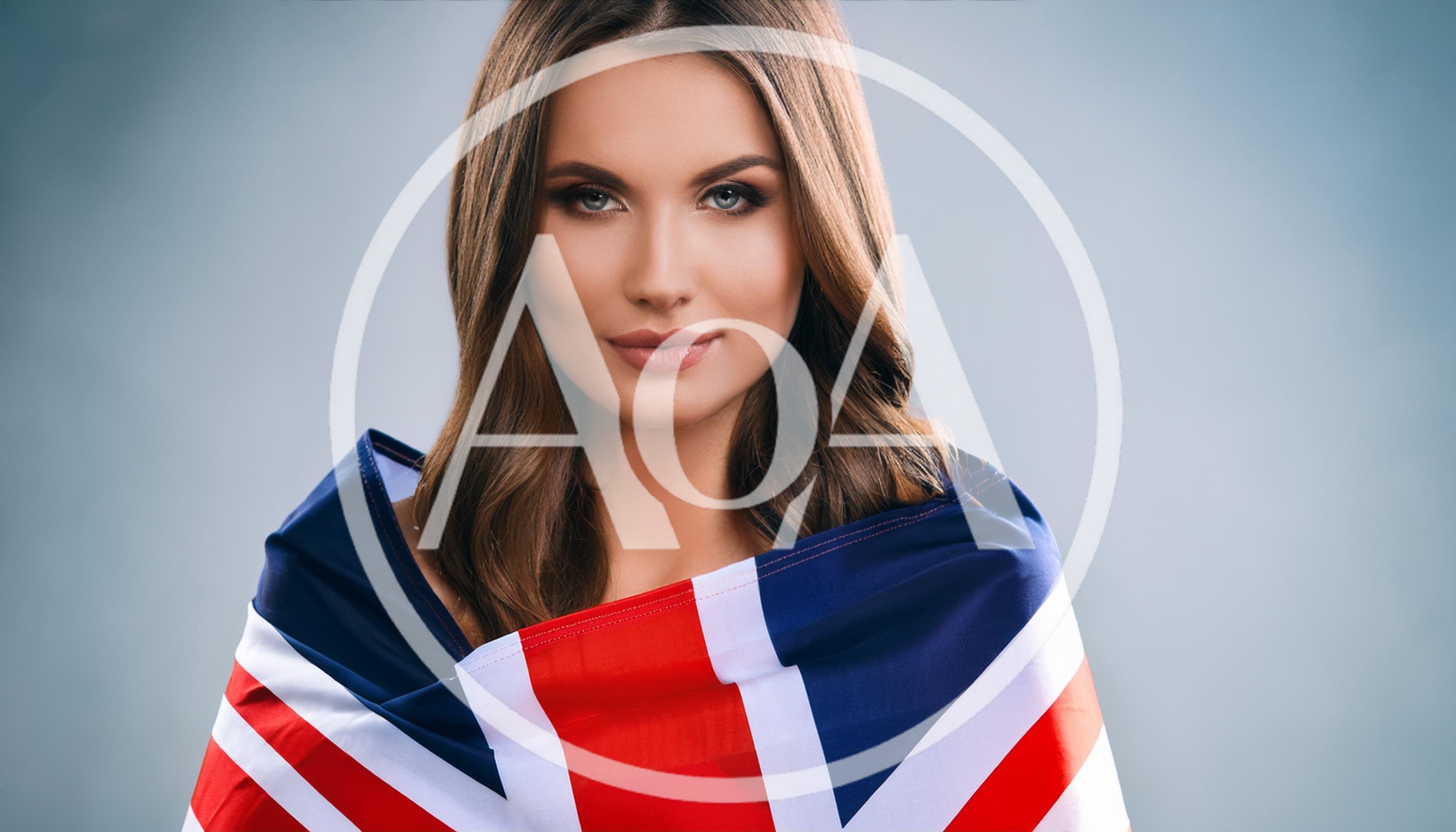 Beautiful Woman Wrapped In A British Flag