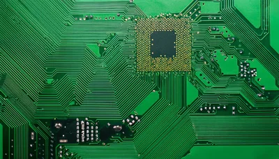 Close Up Of A Green Printed Circuit Board