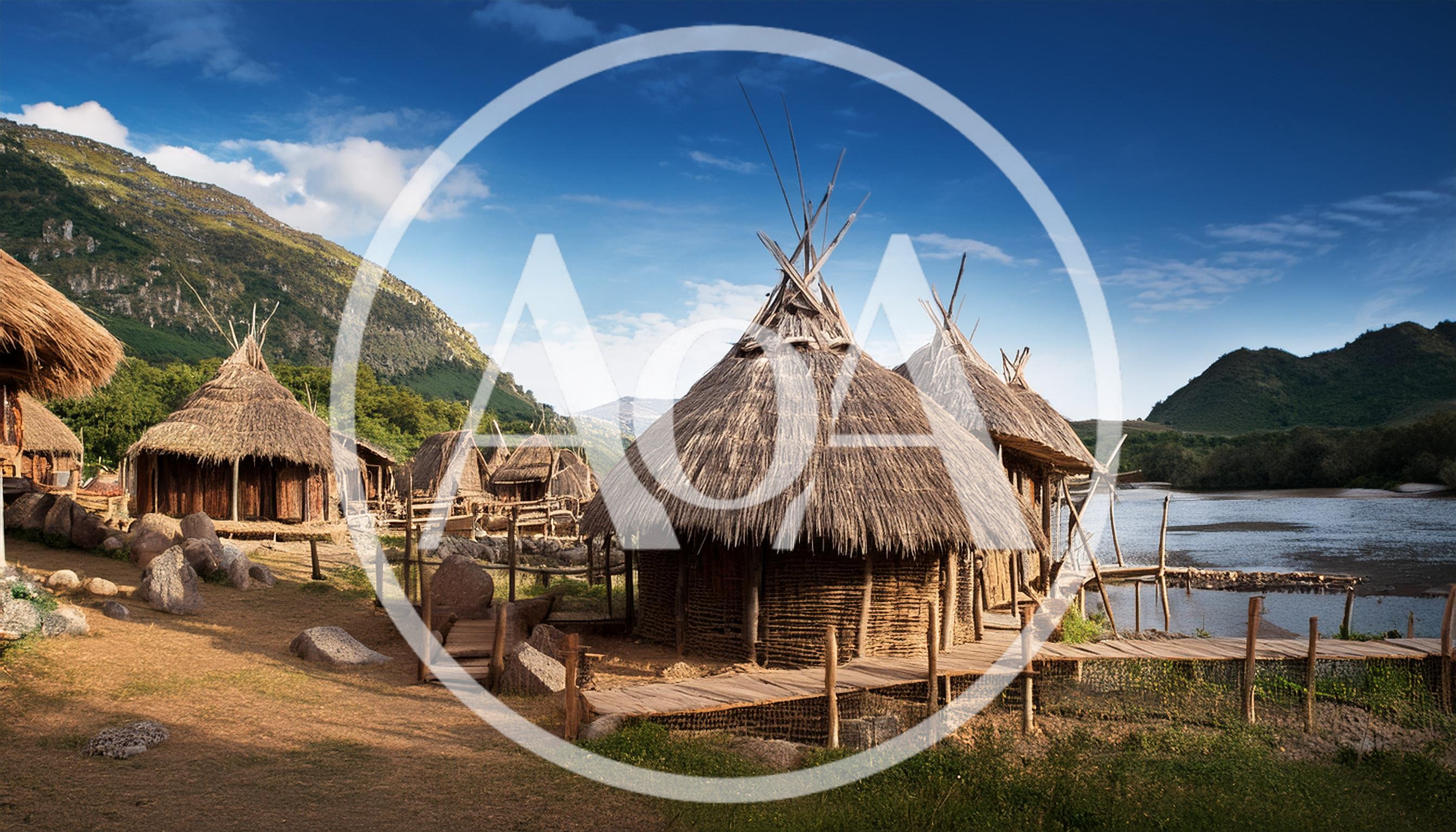 Reconstructed Ancient Iron Age Lake Dwelling Village