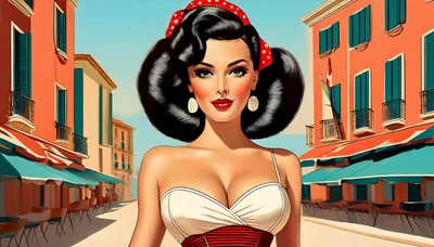 Pin-Up Style Woman In European Street Setting