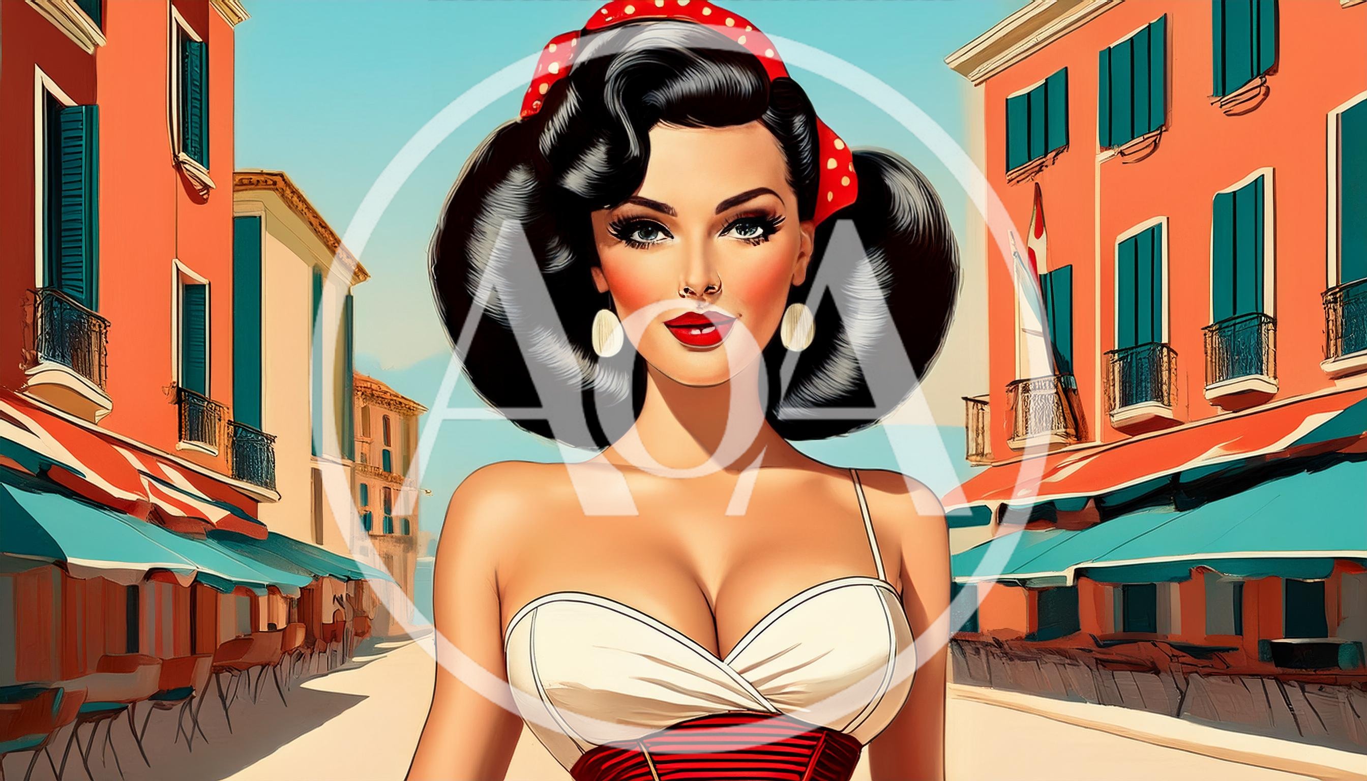Pin-Up Style Woman In European Street Setting