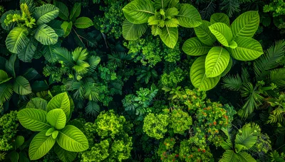 Aerial View Of Lush Tropical Rainforest Canopy