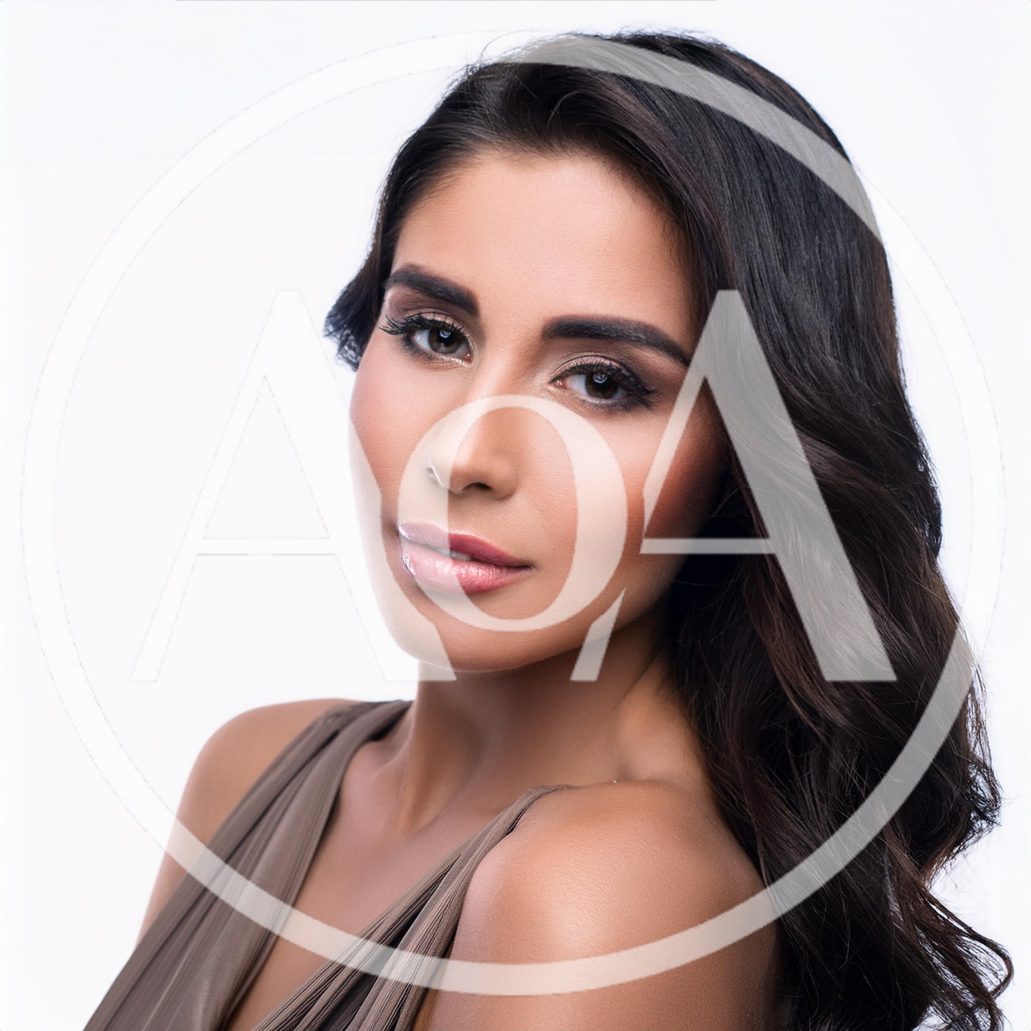 Portrait Of A Beautiful Woman With Wavy Dark Hair