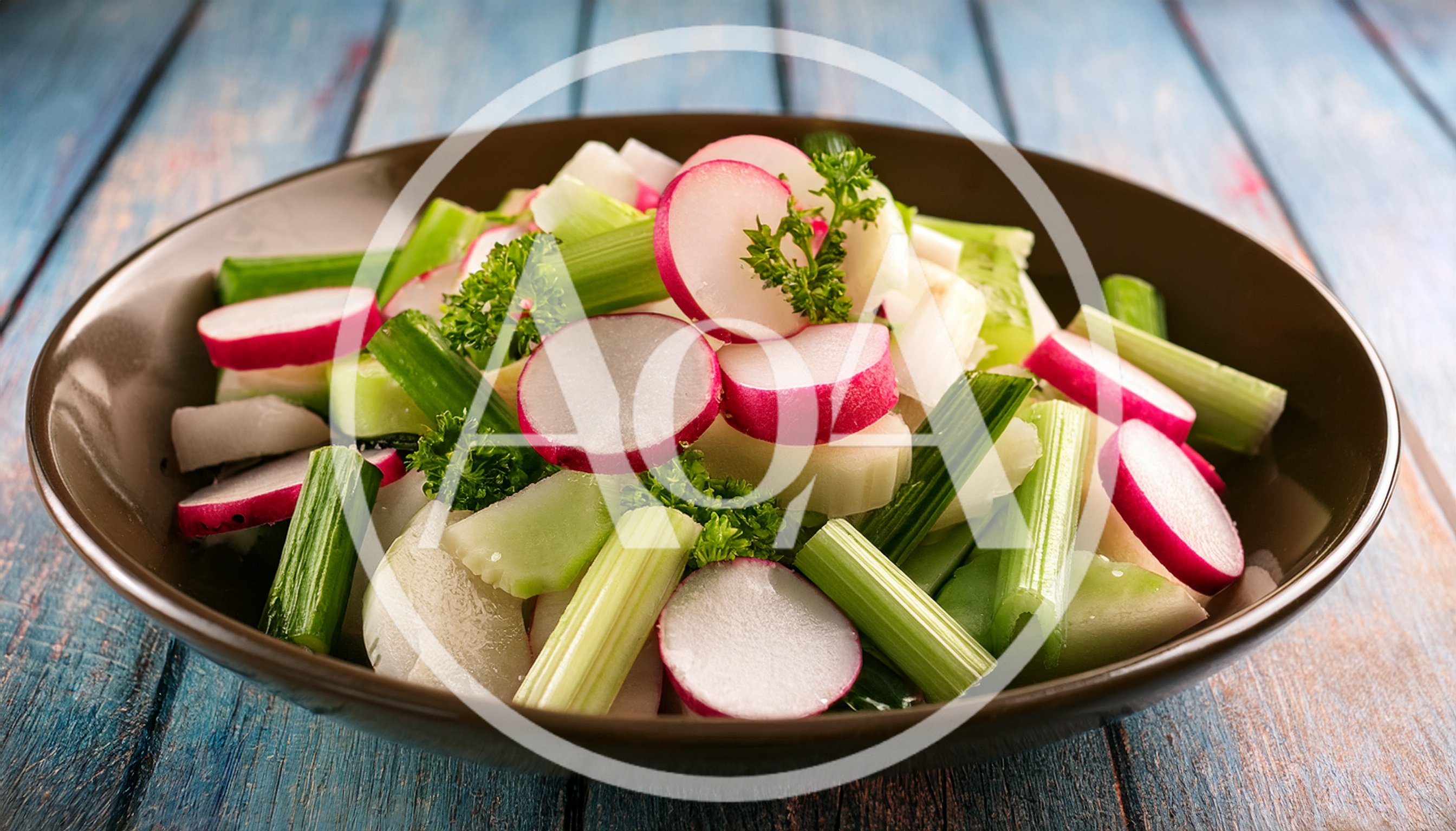 Fresh Radish and Celery Salad in a Bowl