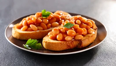 Two Slices Of Toast With Baked Beans