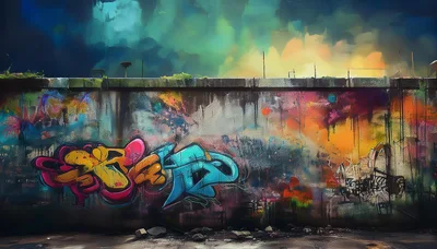 Vibrant Graffiti Art On A Weathered Concrete Wall