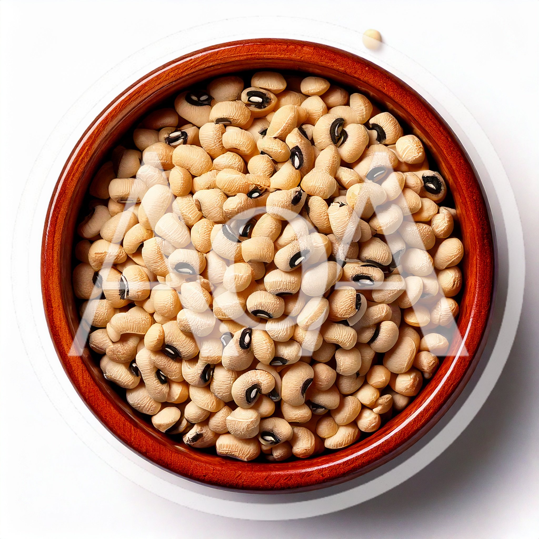 Top View Of Black Eyed Peas In A Wooden Bowl