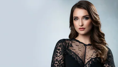 Portrait Of A Beautiful Woman In Black Lace Dress