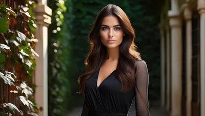 Portrait Of A Beautiful Woman In A Black Dress