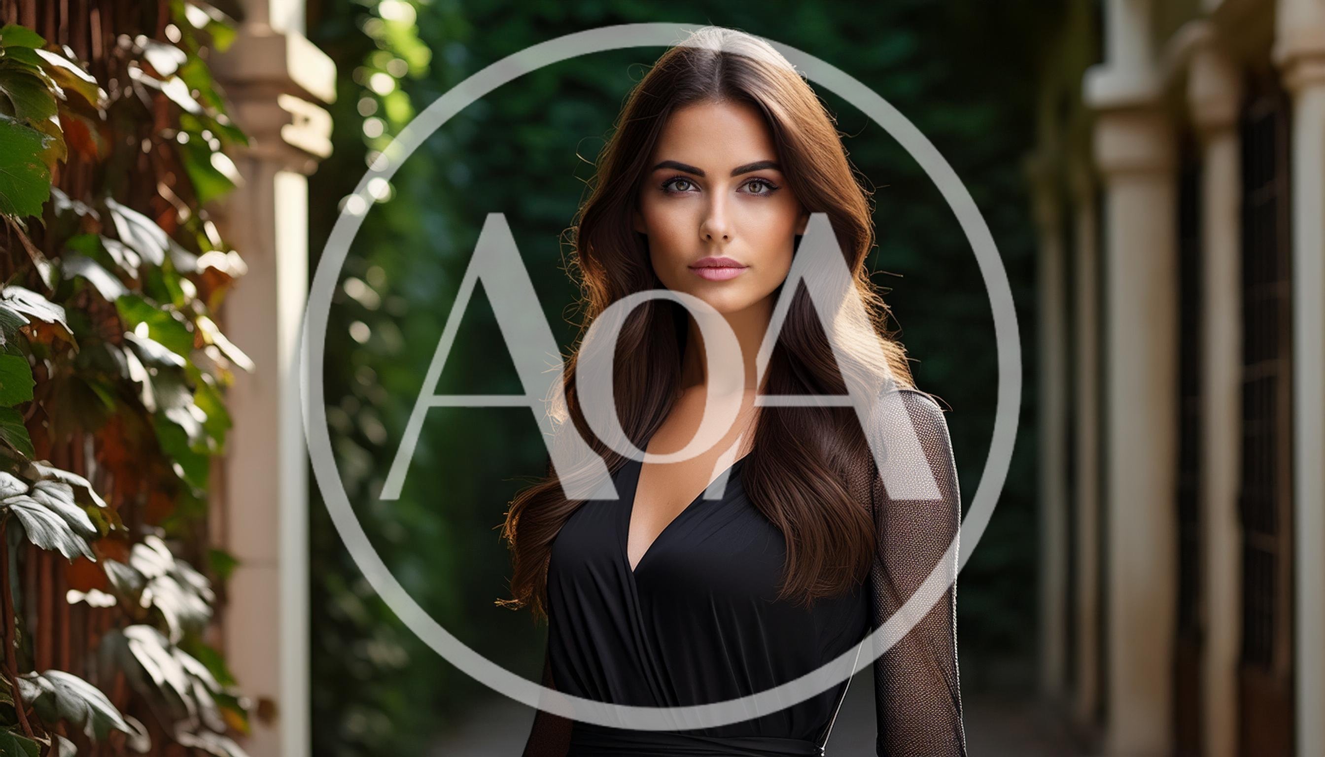 Portrait Of A Beautiful Woman In A Black Dress