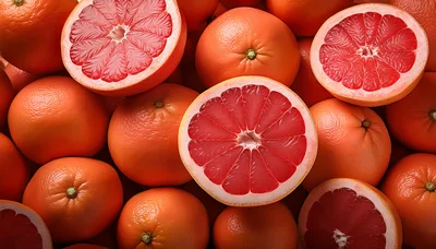 Fresh Sliced Grapefruits Background